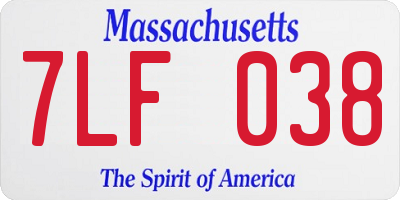 MA license plate 7LF038