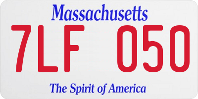 MA license plate 7LF050