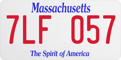 MA license plate 7LF057