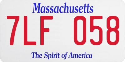 MA license plate 7LF058
