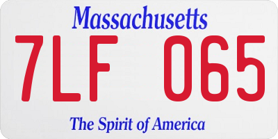 MA license plate 7LF065