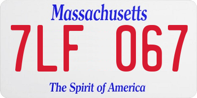 MA license plate 7LF067