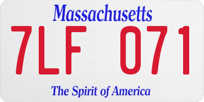 MA license plate 7LF071