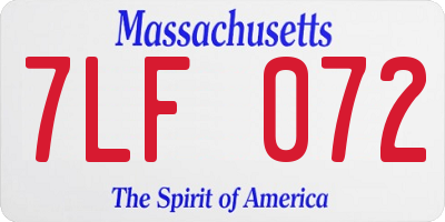 MA license plate 7LF072