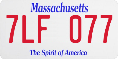MA license plate 7LF077