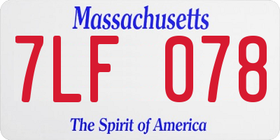 MA license plate 7LF078