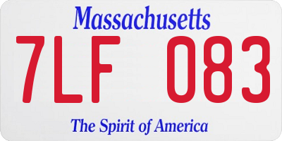 MA license plate 7LF083