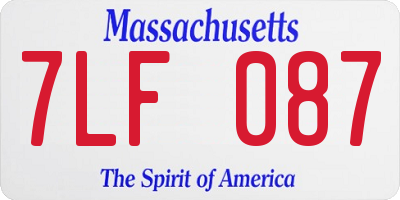 MA license plate 7LF087