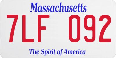 MA license plate 7LF092