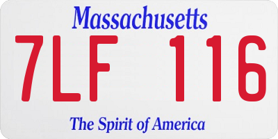 MA license plate 7LF116