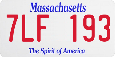 MA license plate 7LF193