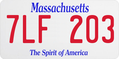MA license plate 7LF203