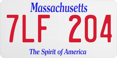MA license plate 7LF204