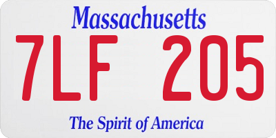 MA license plate 7LF205
