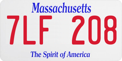 MA license plate 7LF208