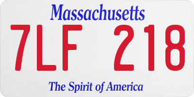 MA license plate 7LF218