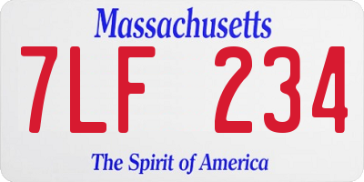 MA license plate 7LF234
