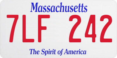 MA license plate 7LF242