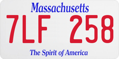MA license plate 7LF258