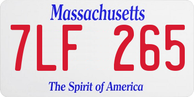 MA license plate 7LF265