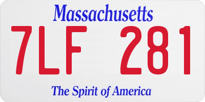 MA license plate 7LF281