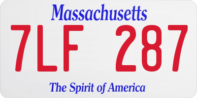 MA license plate 7LF287