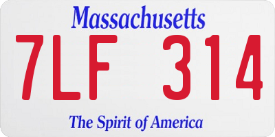 MA license plate 7LF314