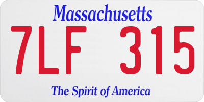 MA license plate 7LF315
