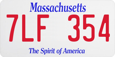 MA license plate 7LF354