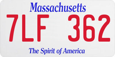 MA license plate 7LF362