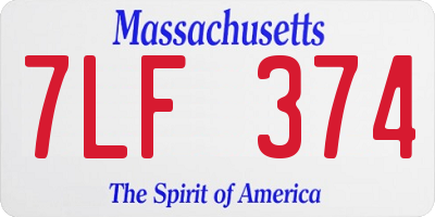 MA license plate 7LF374