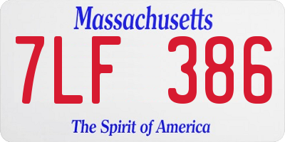 MA license plate 7LF386