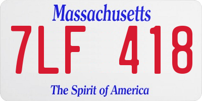 MA license plate 7LF418