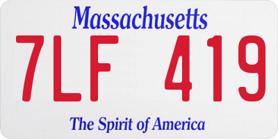 MA license plate 7LF419