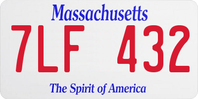 MA license plate 7LF432