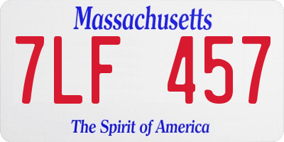 MA license plate 7LF457