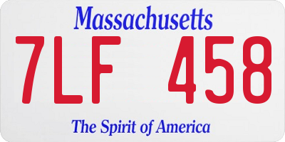 MA license plate 7LF458