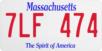 MA license plate 7LF474