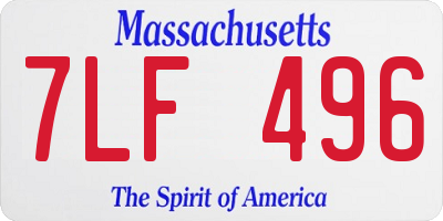 MA license plate 7LF496