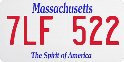 MA license plate 7LF522
