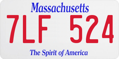 MA license plate 7LF524