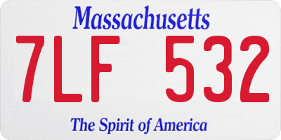 MA license plate 7LF532