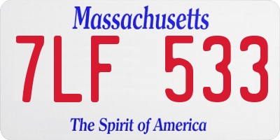 MA license plate 7LF533