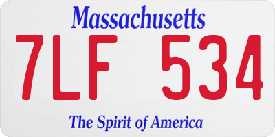 MA license plate 7LF534