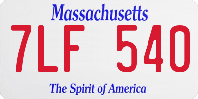 MA license plate 7LF540