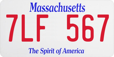 MA license plate 7LF567