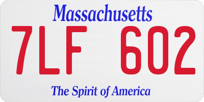MA license plate 7LF602
