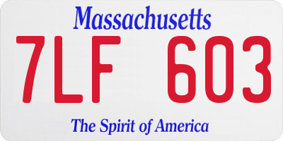 MA license plate 7LF603