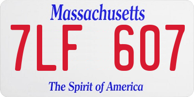 MA license plate 7LF607