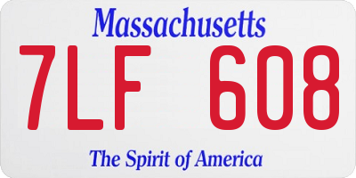 MA license plate 7LF608